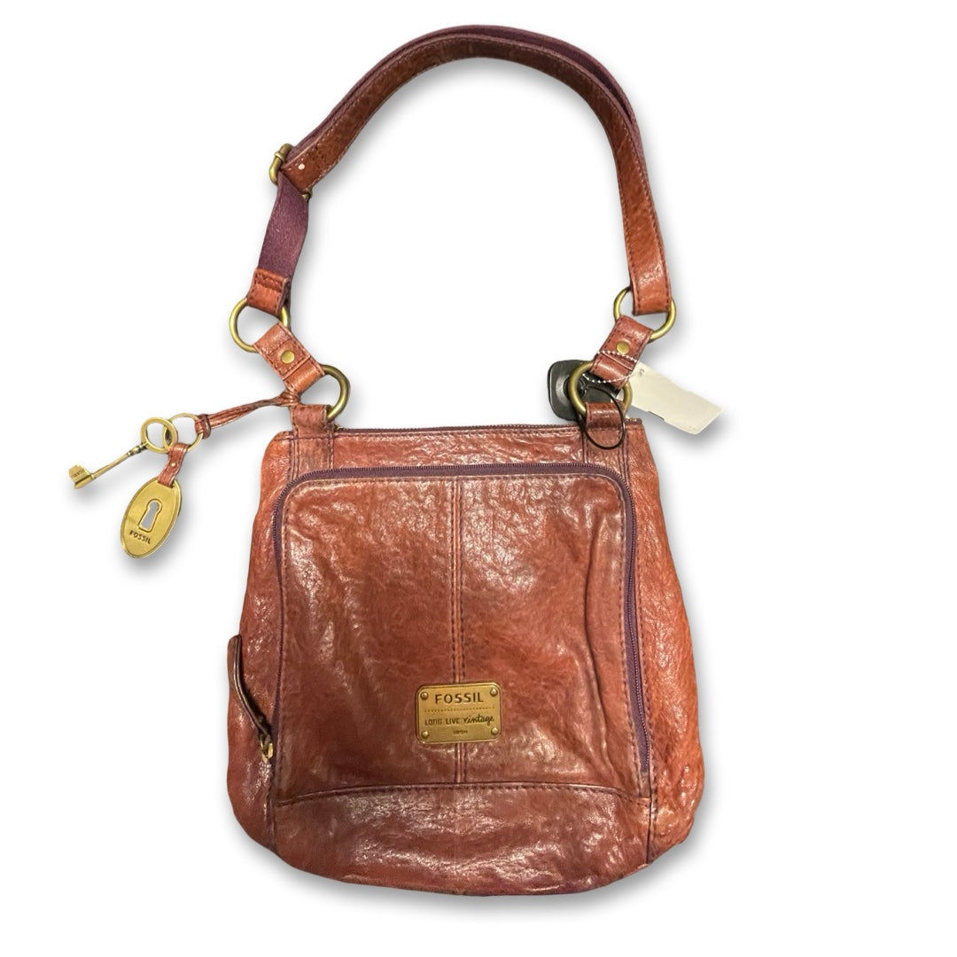 Handbag By Fossil In Maroon, Size:Medium