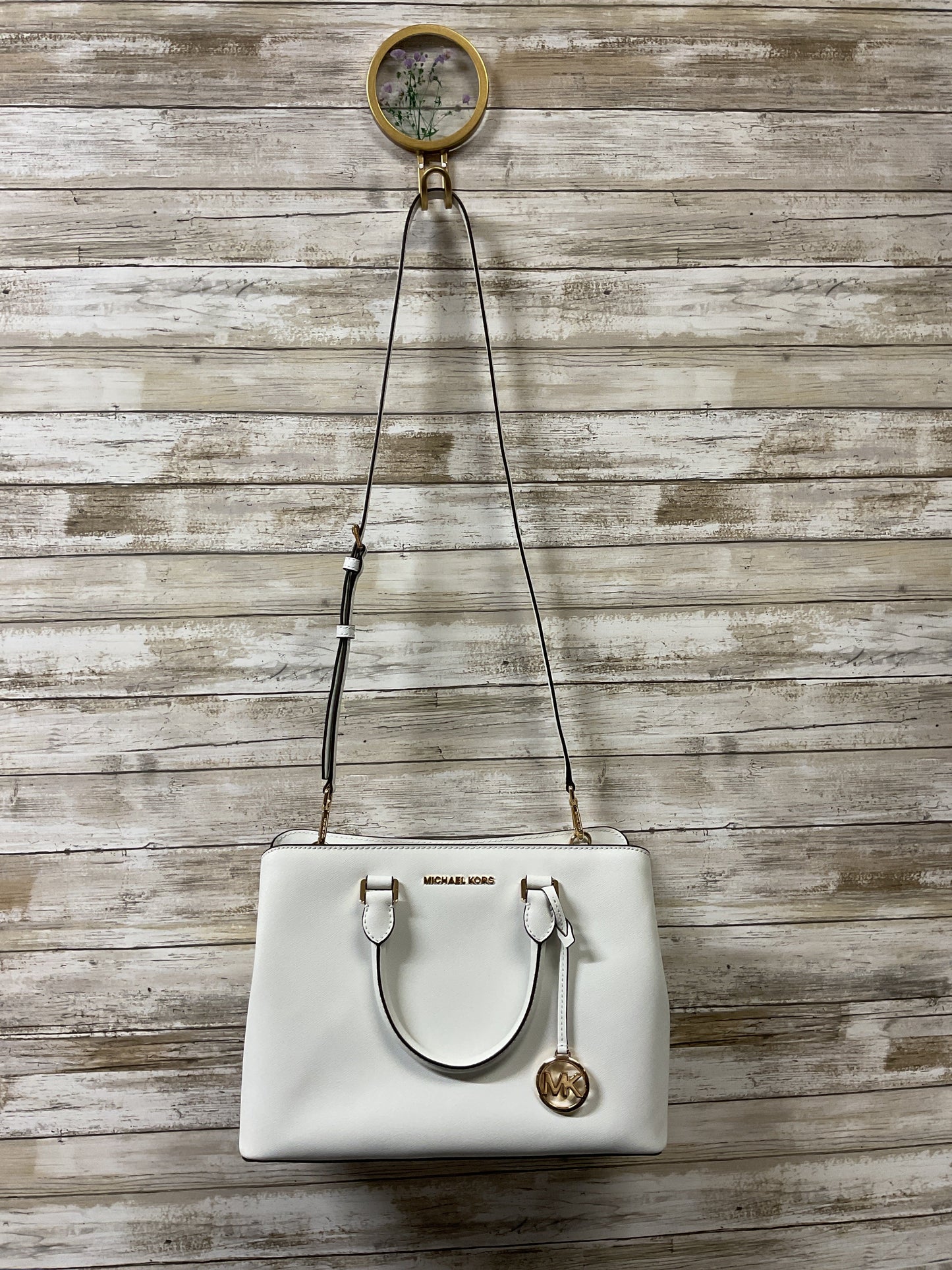 Handbag Designer By Michael Kors In White, Size:Medium