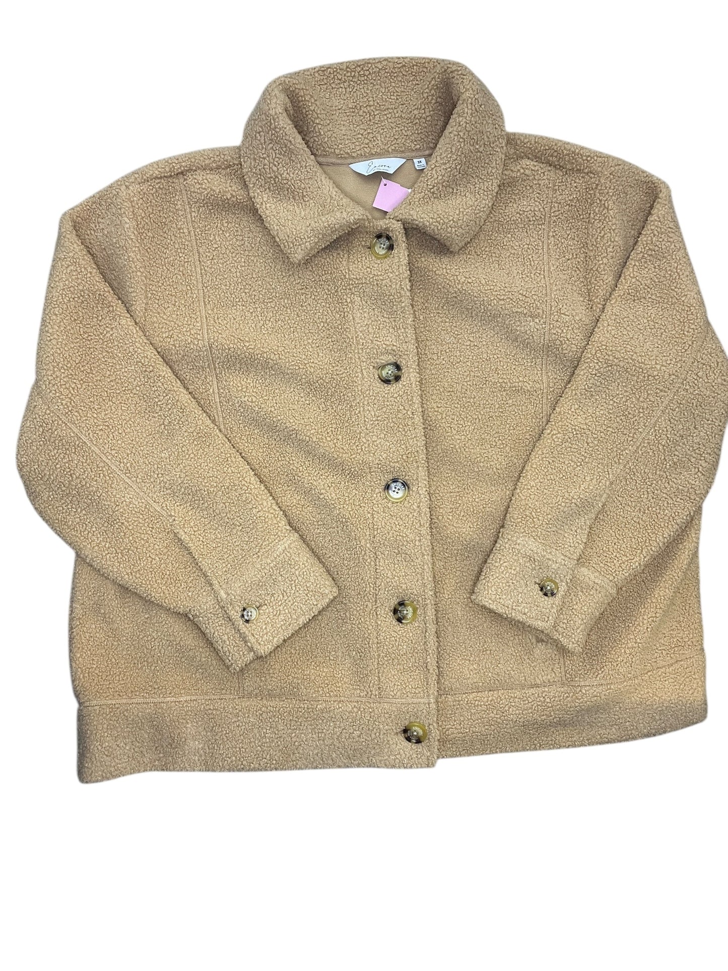 Jacket Faux Fur & Sherpa By Clothes Mentor In Tan, Size:3X