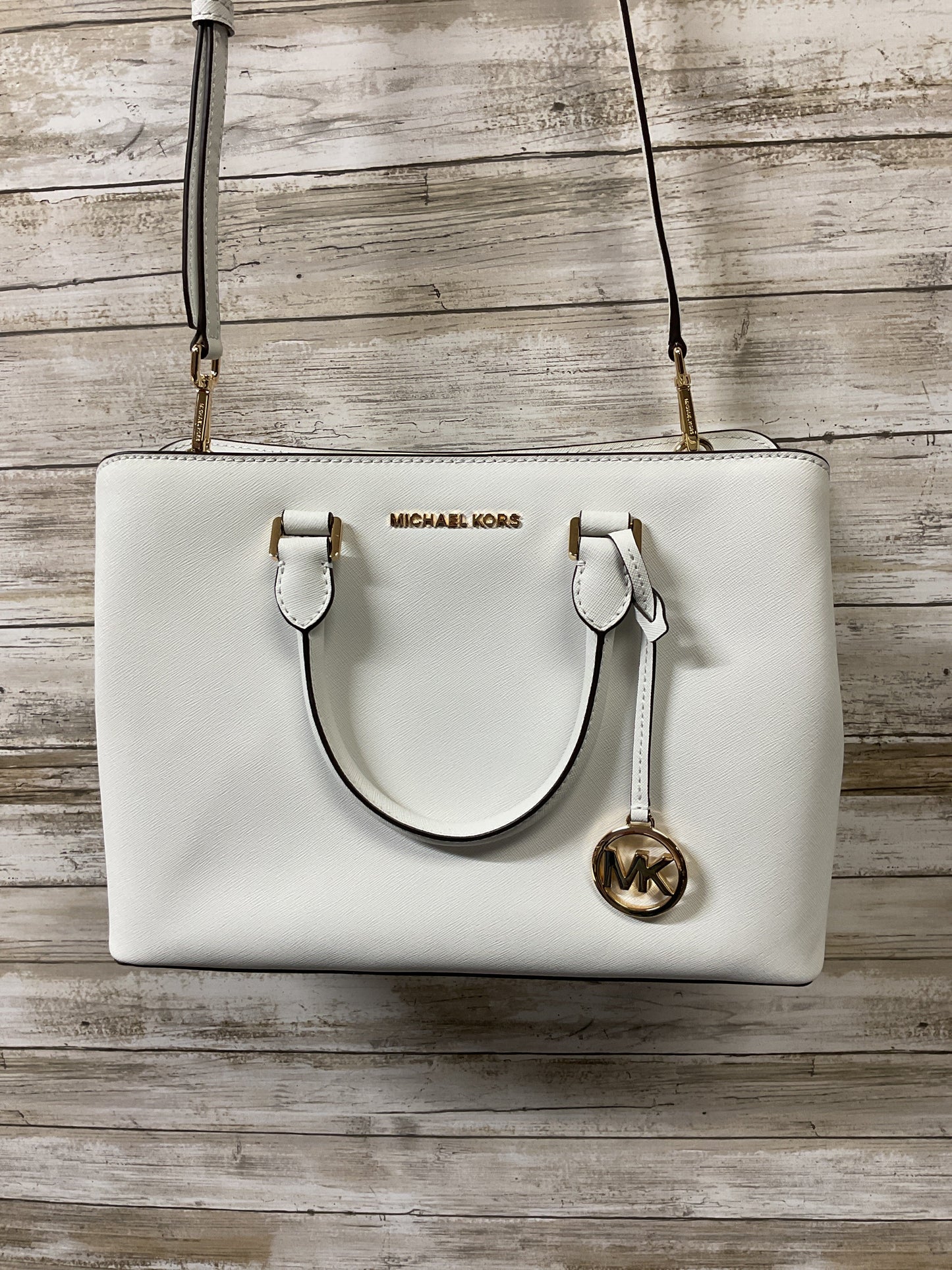Handbag Designer By Michael Kors In White, Size:Medium
