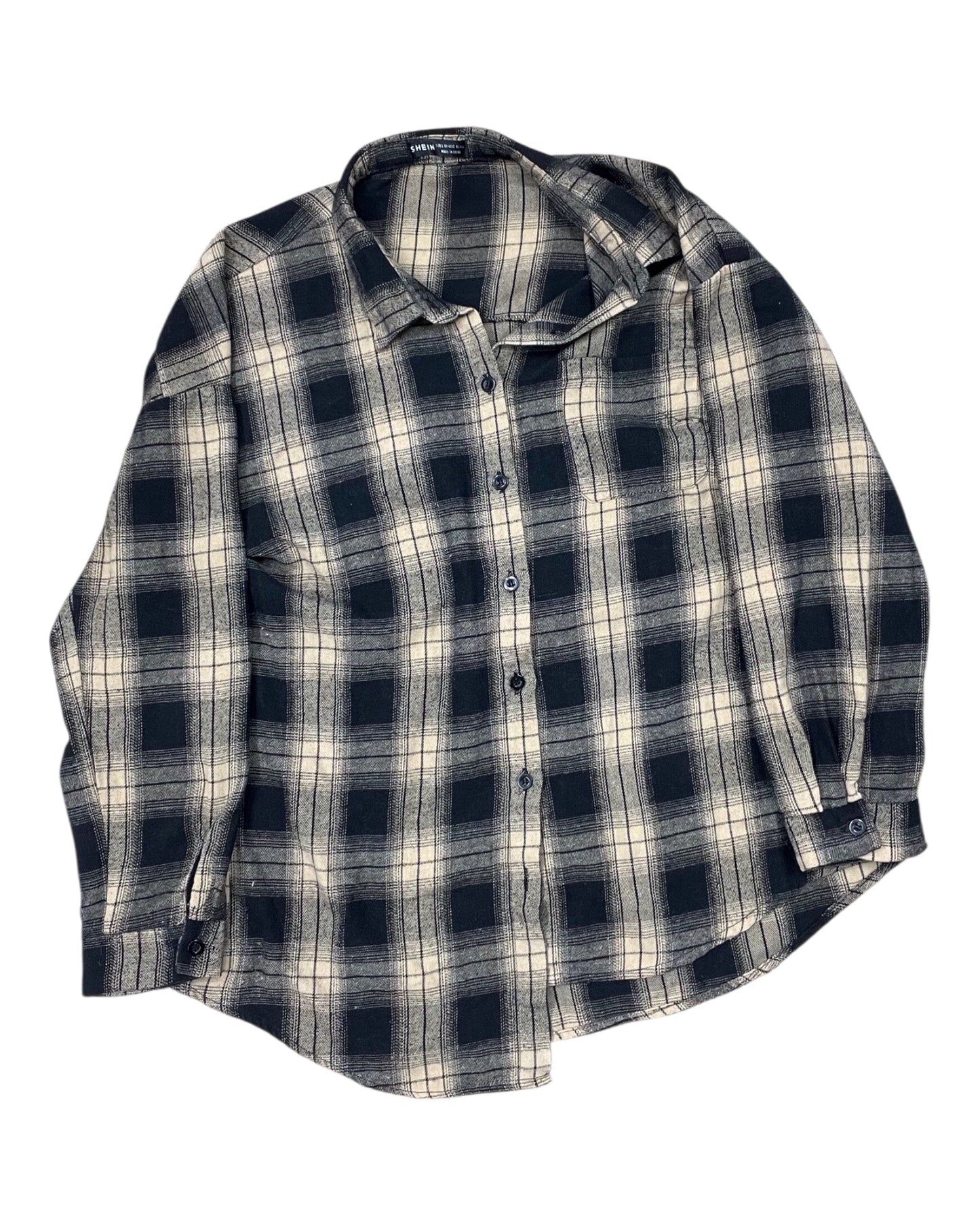 Blouse Ls By Shein In Black & Tan, Size:L