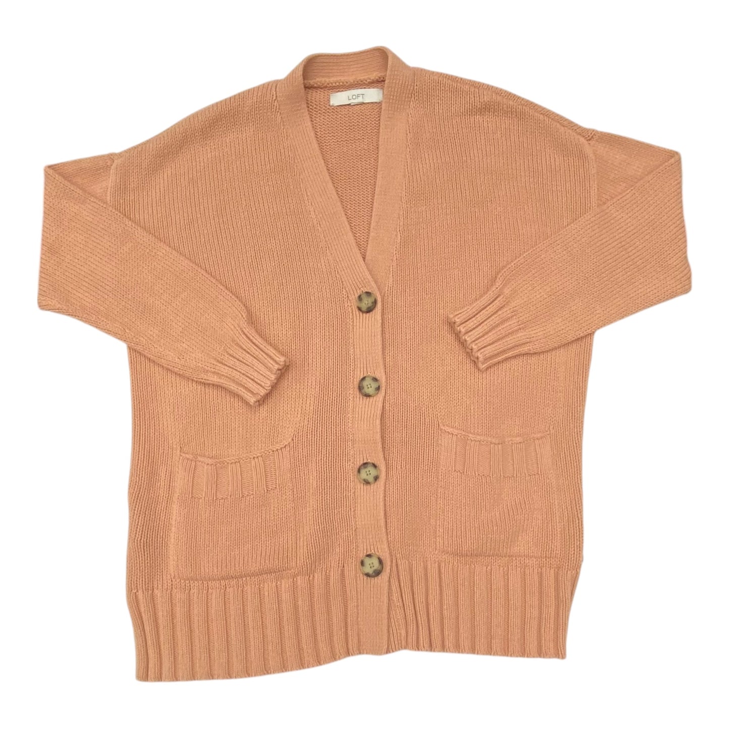 Sweater Cardigan By Loft In Peach, Size:L