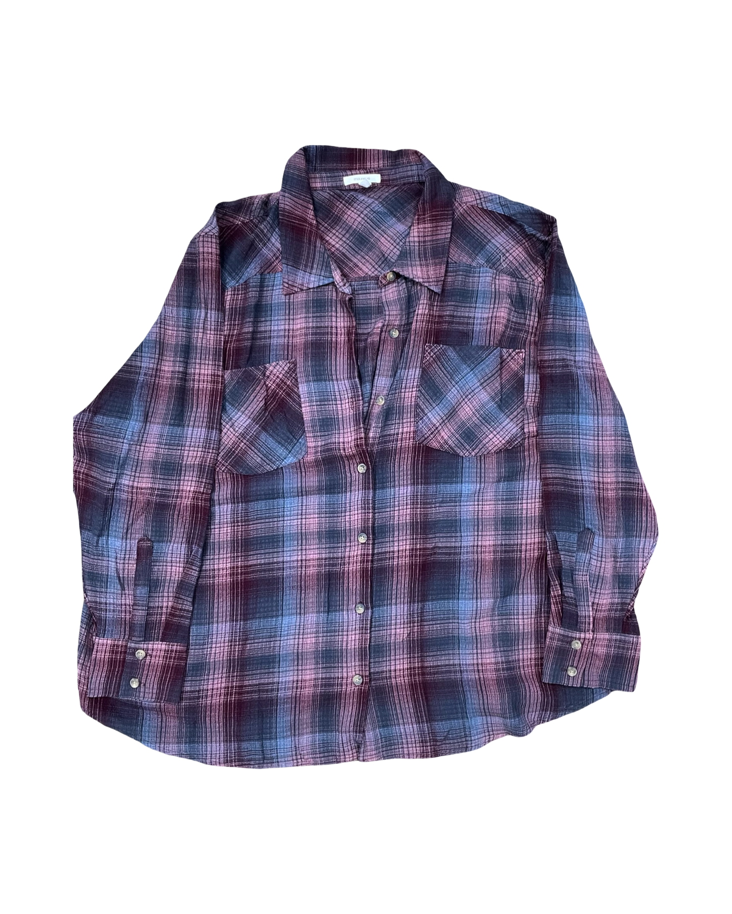 Blouse Ls By Maurices In Blue & Pink, Size:3X