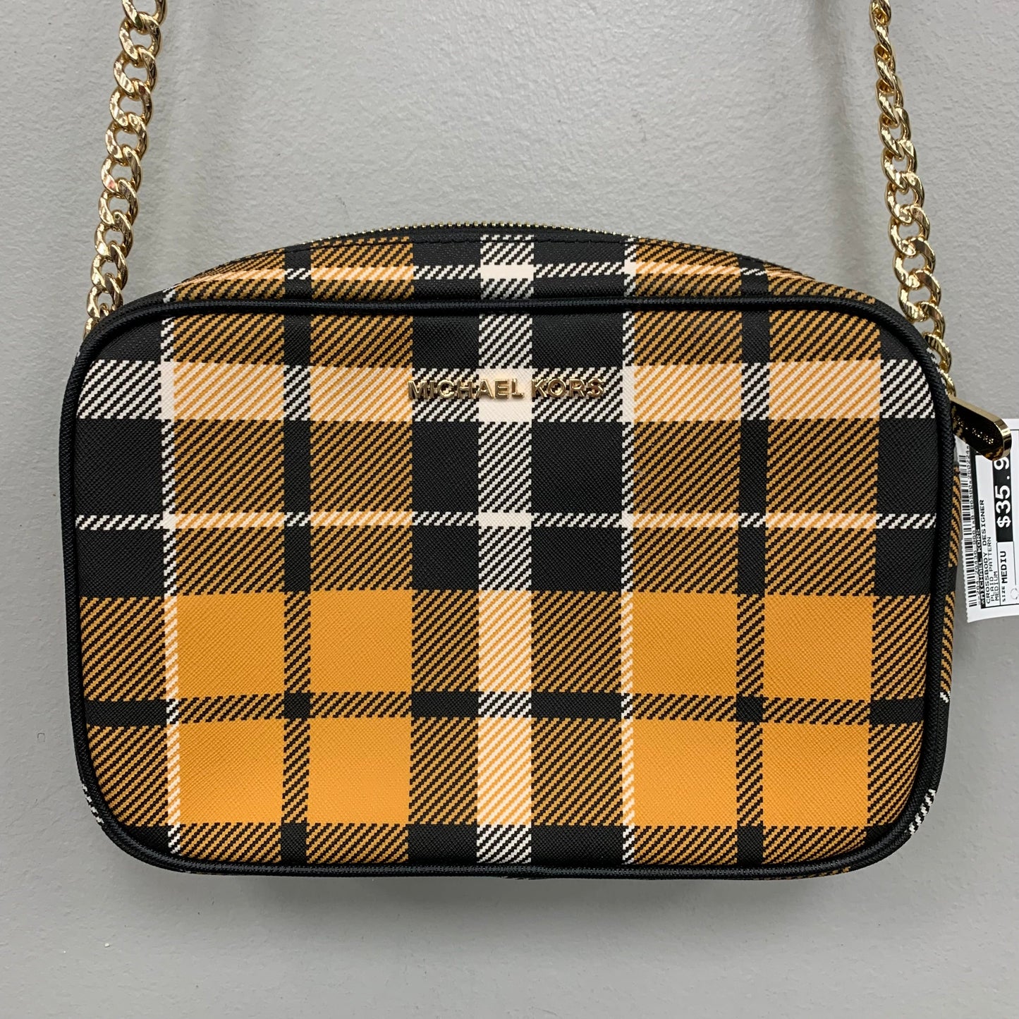 Crossbody Designer By Michael Kors In Plaid Pattern, Size:Medium