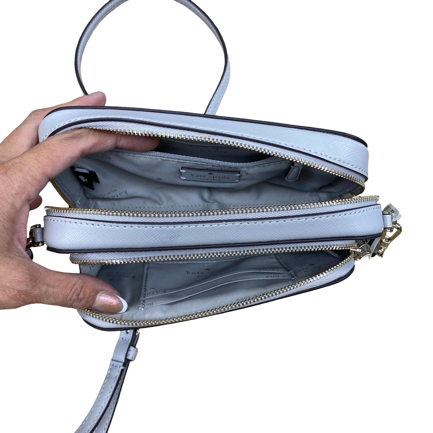 Handbag Designer By Kate Spade In Grey, Size:Small