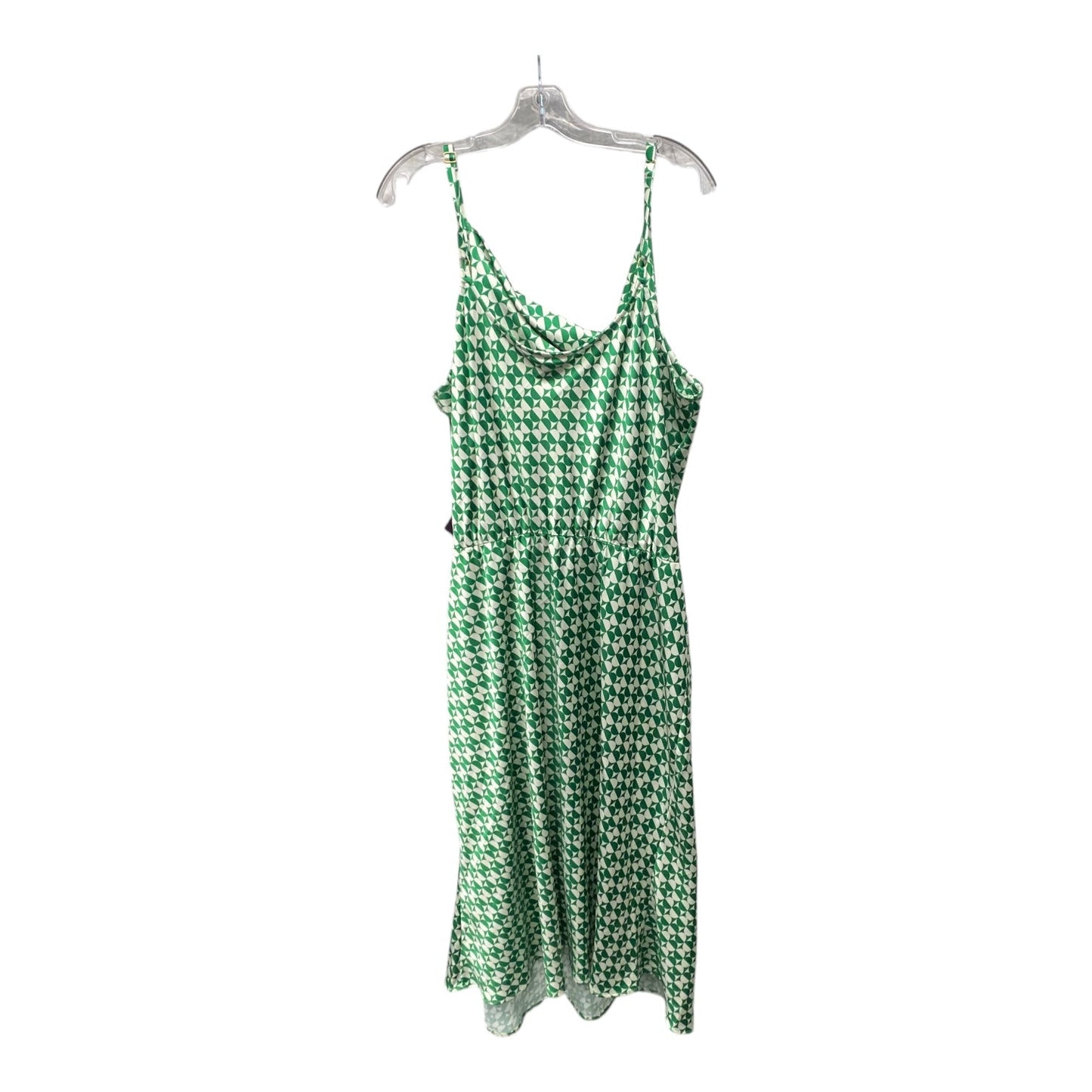 Dress Casual Midi By Ava & Viv In Green & White, Size:2X