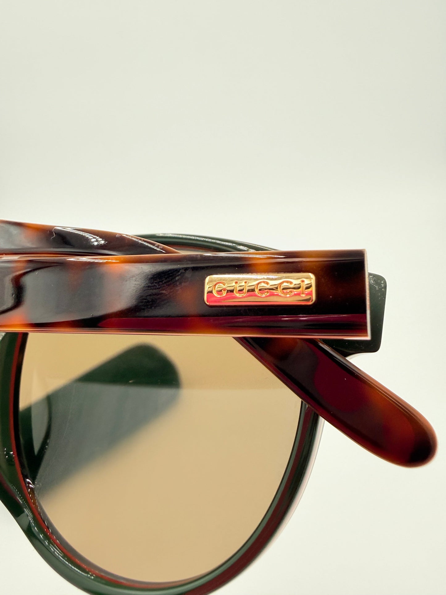 Sunglasses Luxury Designer By Gucci In Brown & Green