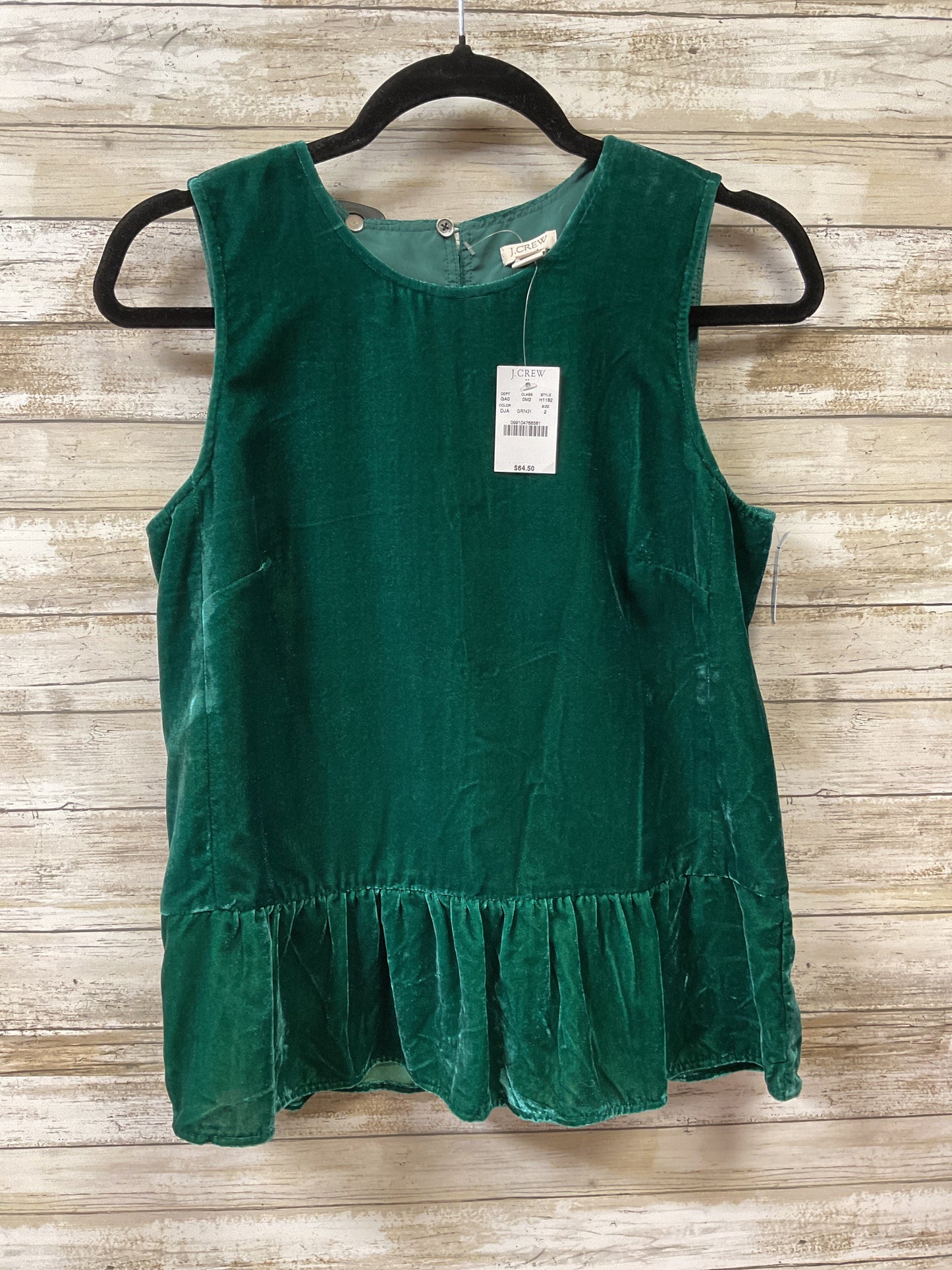 Top Sleeveless By J. Crew In Green, Size:2