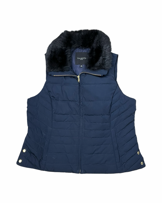 Vest Puffer & Quilted By Talbots In Blue, Size:Xlp