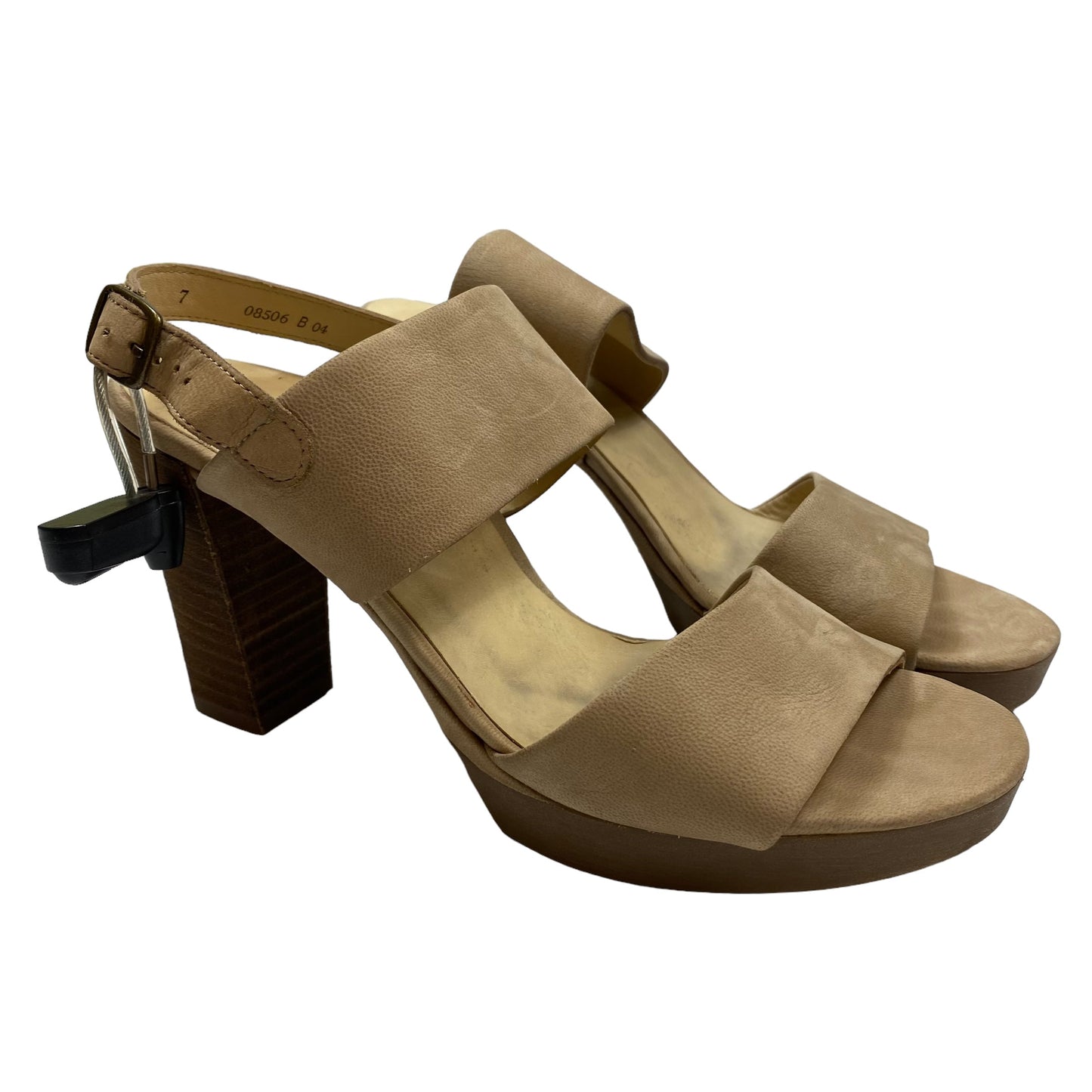 Tan Sandals Heels Block Paul Green, Size 9.5