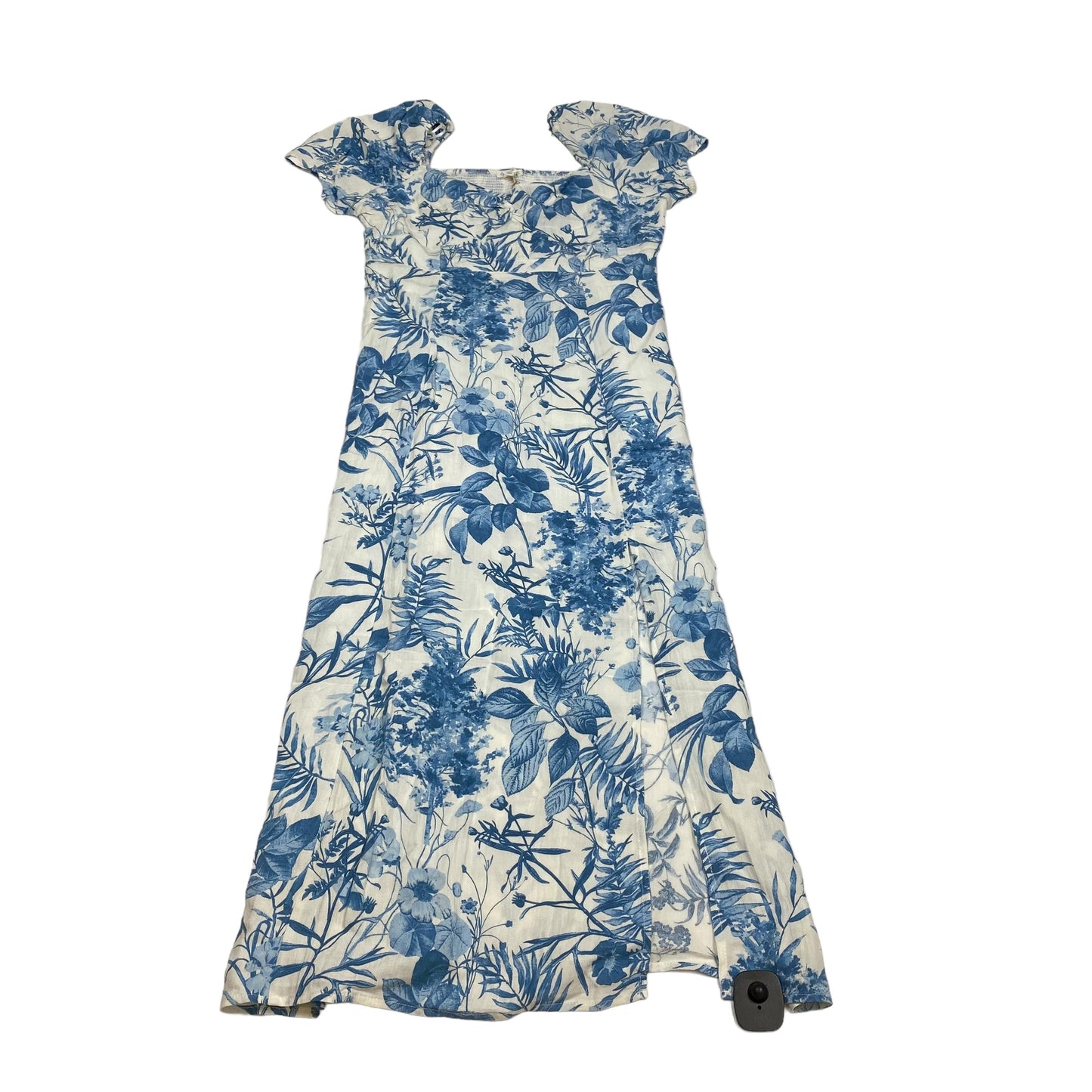 Blue & White Dress Casual Midi Clothes Mentor, Size L