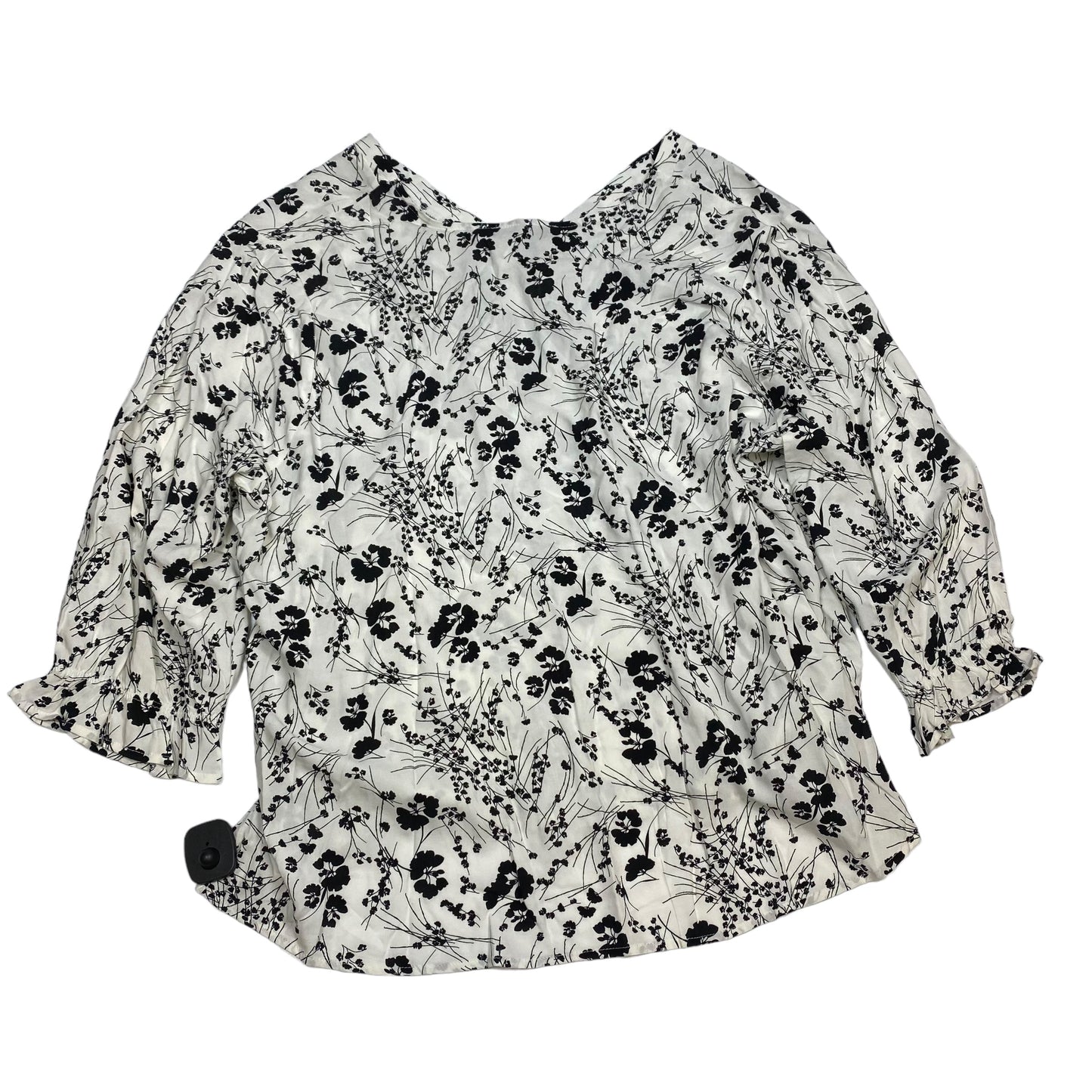 Top Long Sleeve By Como Black In Black & White, Size: 3x