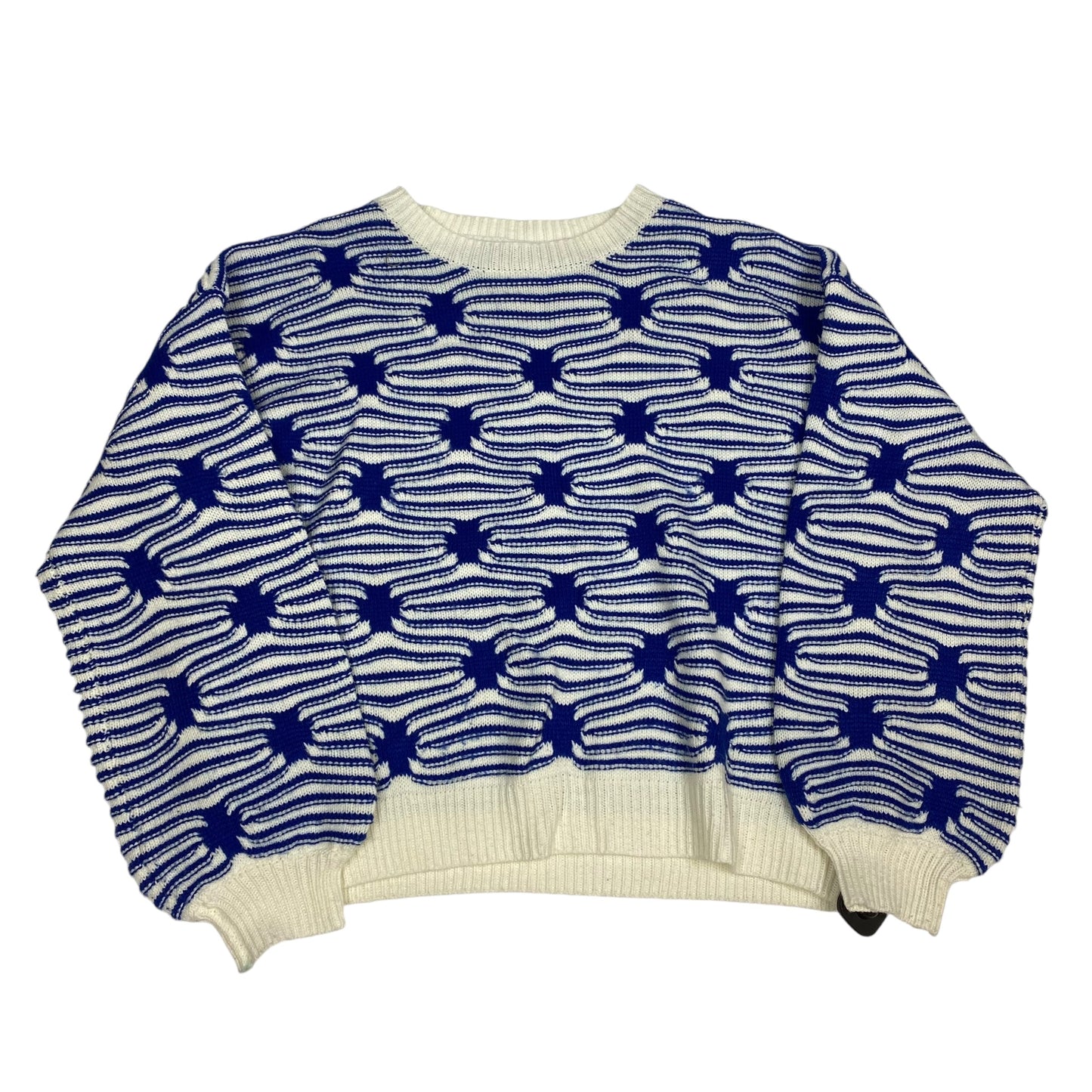 Sweater By Shein In Blue & Cream, Size: L