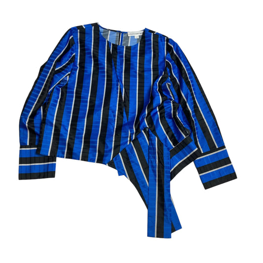 Blouse Long Sleeve By Robert Rodriguez In Black & Blue, Size: M