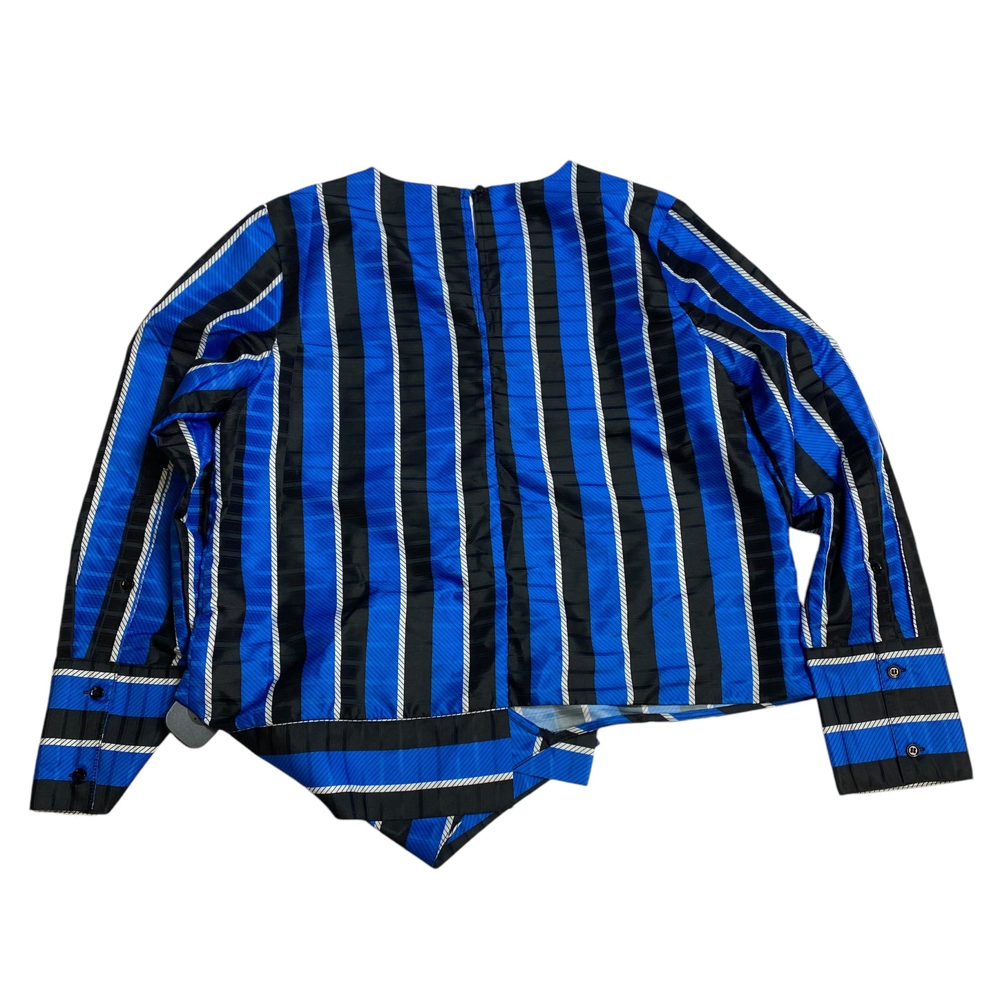 Blouse Long Sleeve By Robert Rodriguez In Black & Blue, Size: M