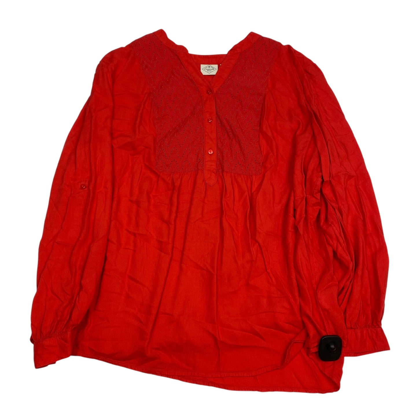 Top Long Sleeve By St Johns Bay In Red, Size: 3x