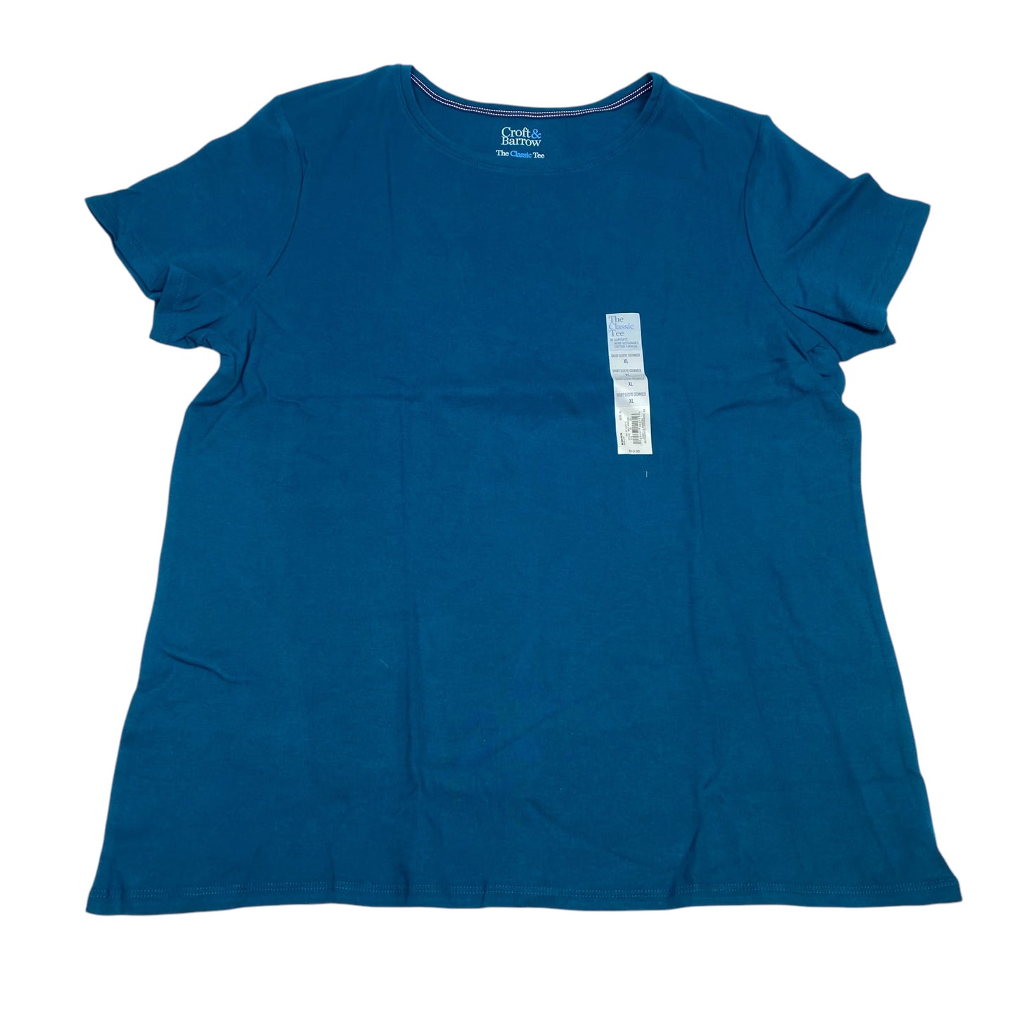 Top Short Sleeve Basic By Croft And Barrow In Blue & Brown, Size: L