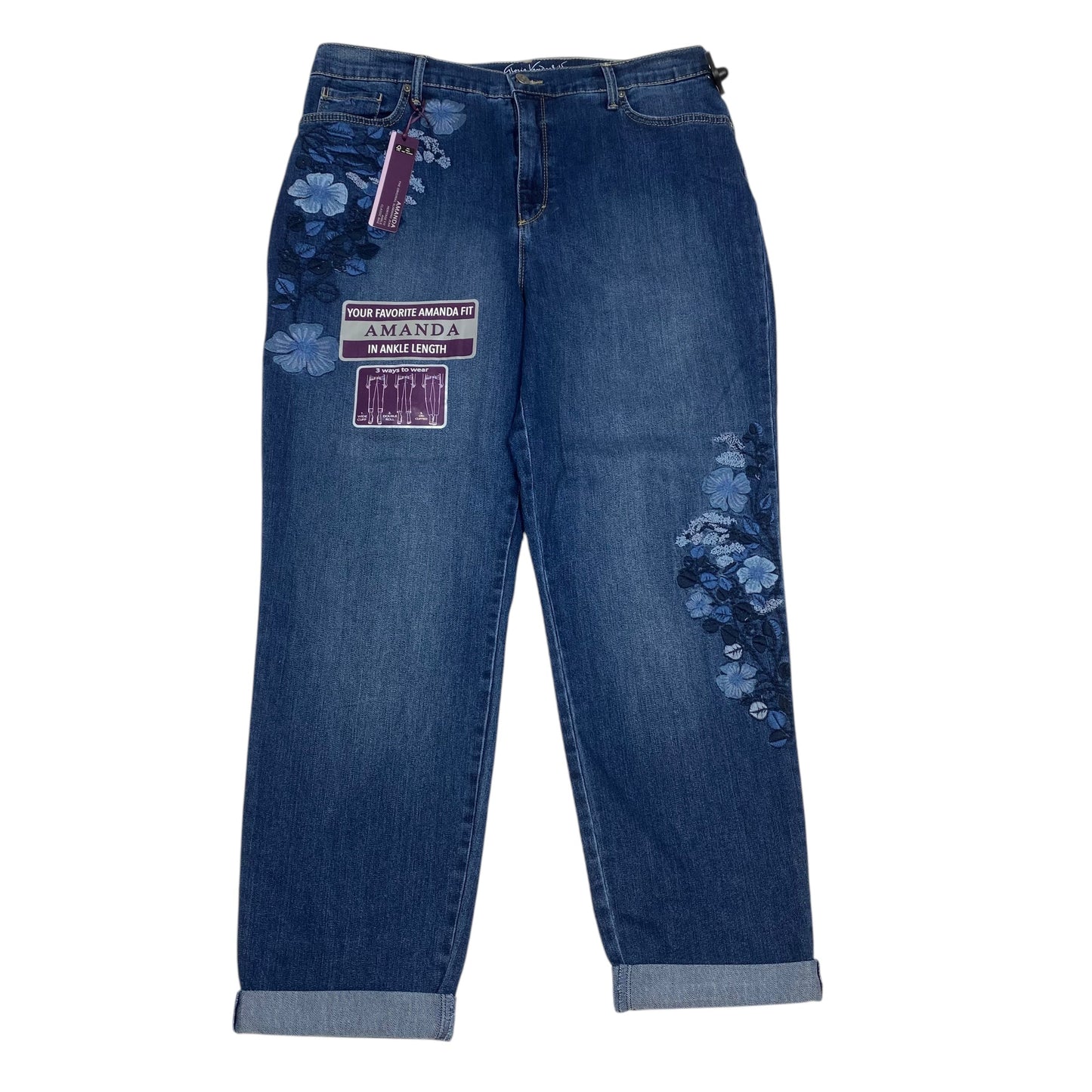 Jeans Straight By Gloria Vanderbilt In Blue Denim, Size: 16