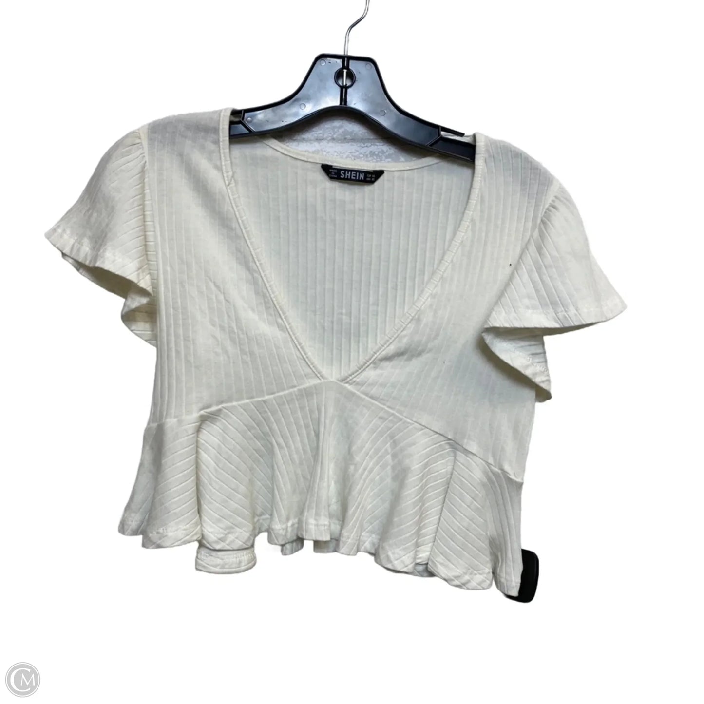 Top Short Sleeve By Shein In Cream, Size: Xs