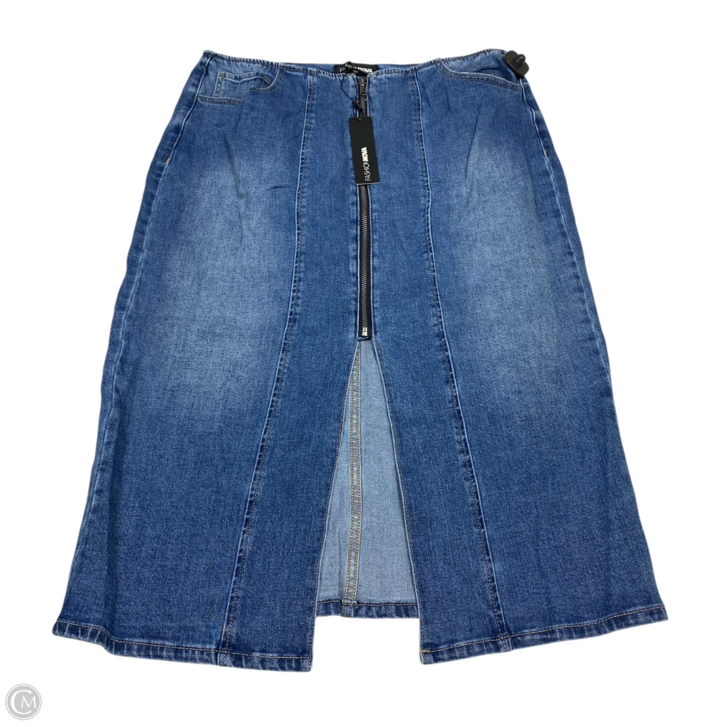 Skirt Midi By Fashion Nova In Blue Denim, Size: 1x