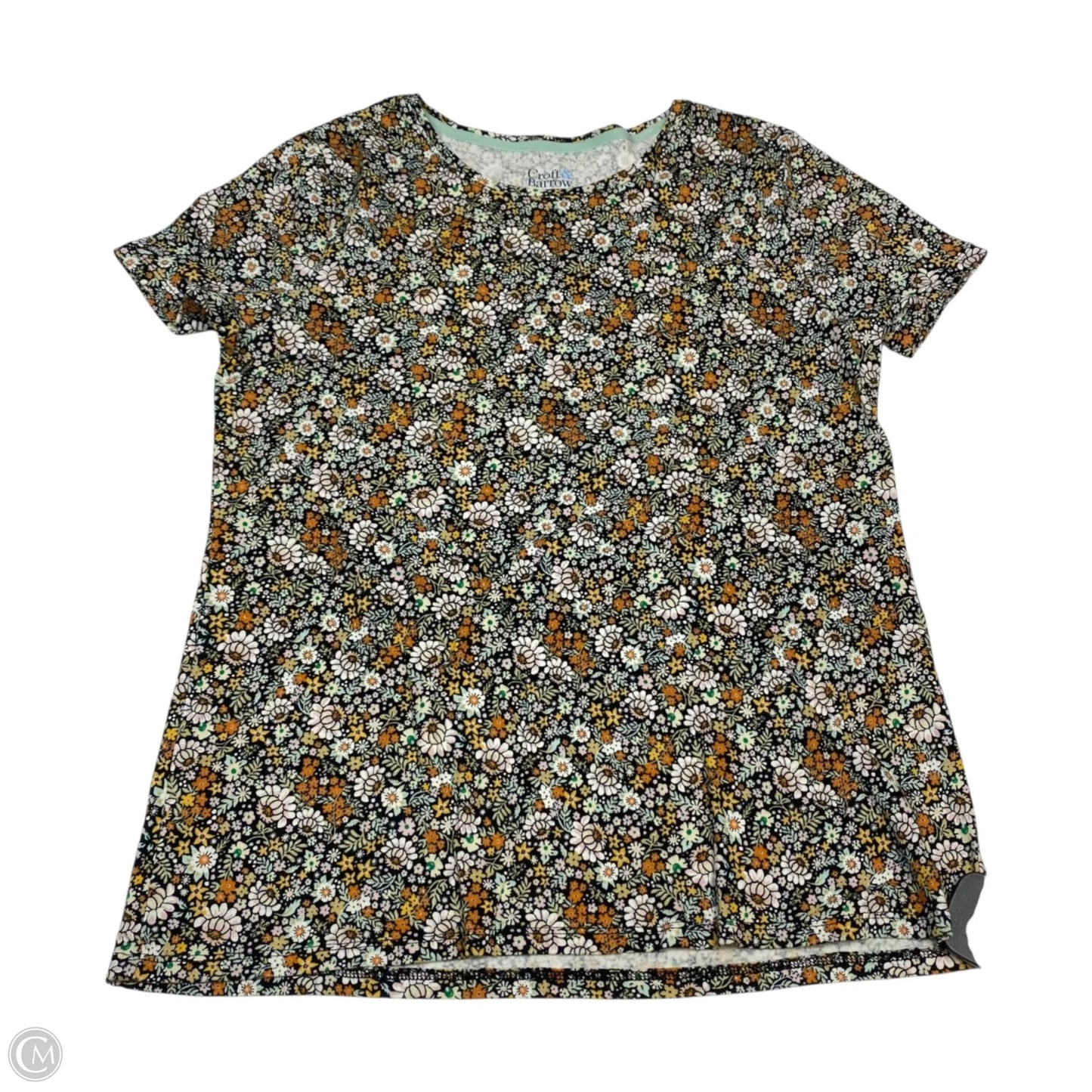 Top Short Sleeve Basic By Croft And Barrow In Floral Print, Size: S