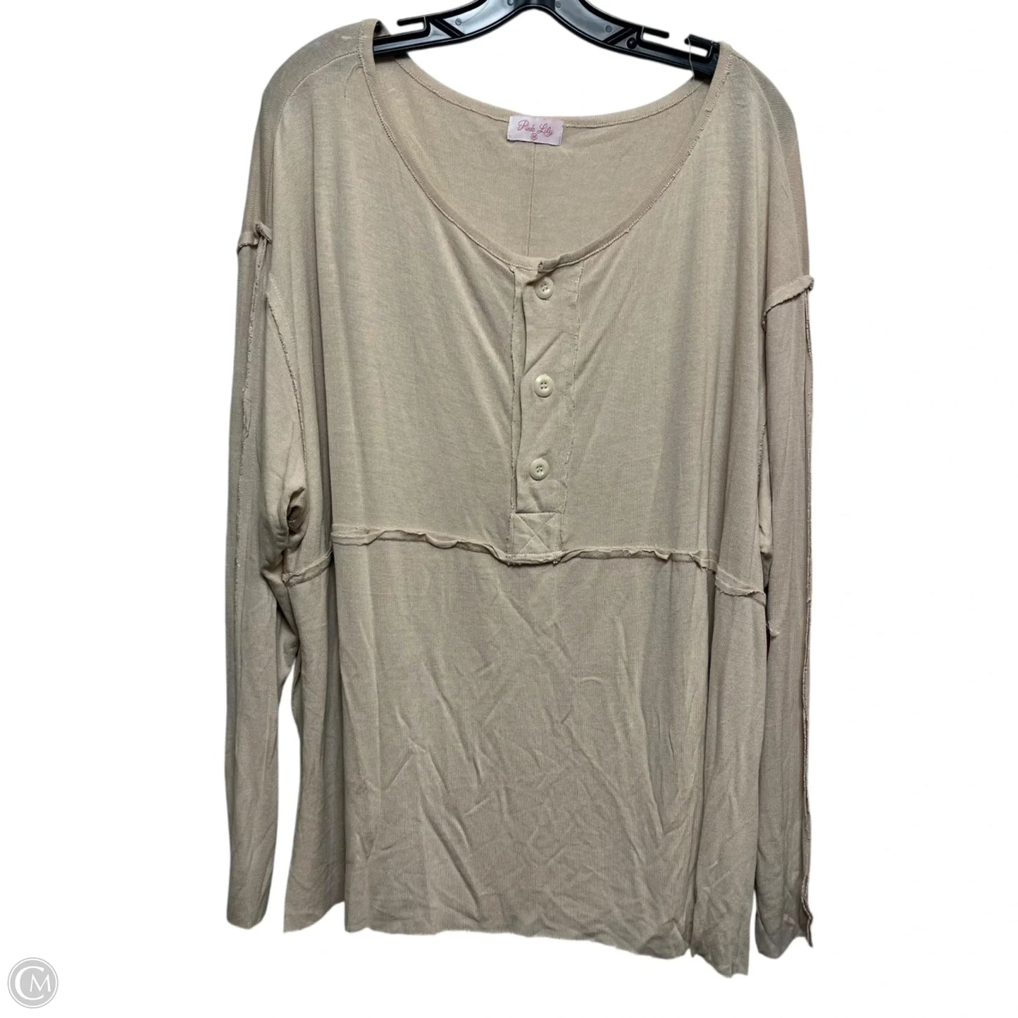 Top Long Sleeve By Pink Lily In Tan, Size: M