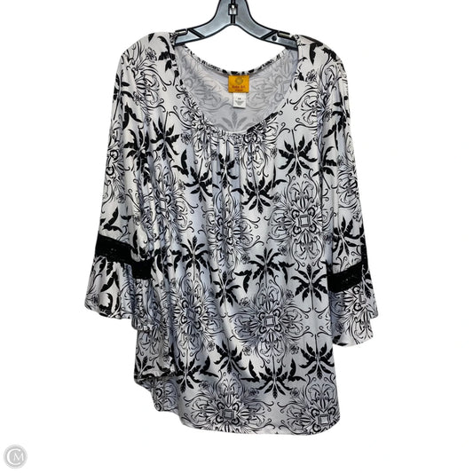 Top 3/4 Sleeve By Ruby Rd In Black & White, Size: 2x