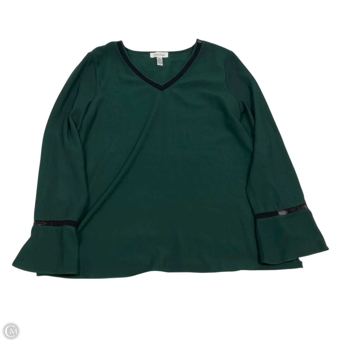 Top Long Sleeve By Calvin Klein In Green, Size: L