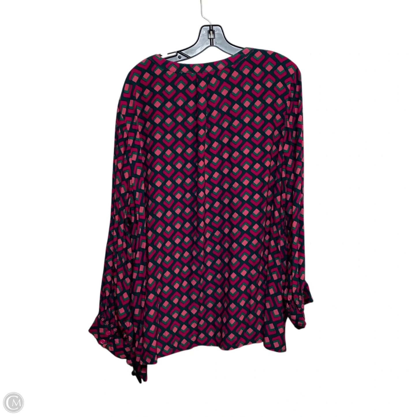 Top Long Sleeve By Terra & Sky In Green & Pink, Size: 3x