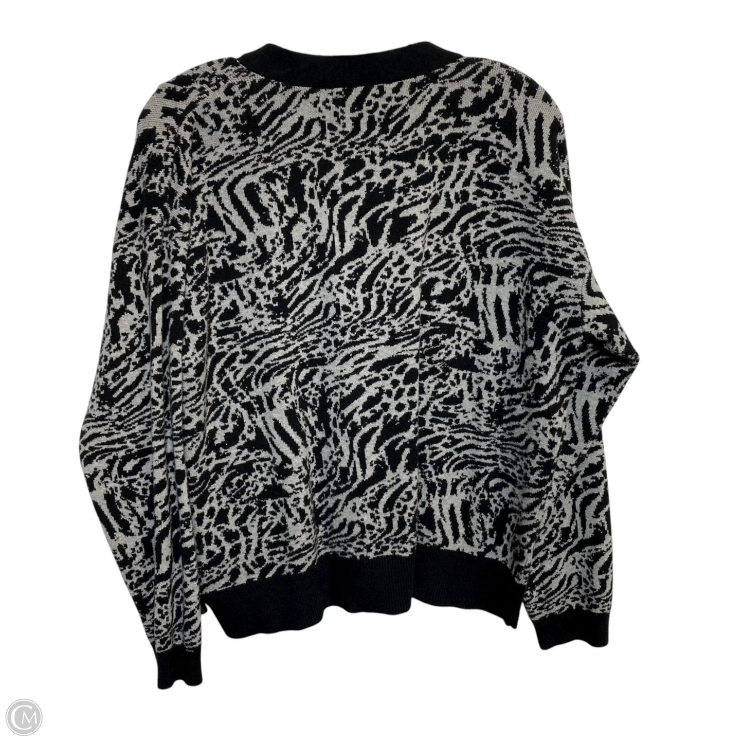 Sweater Cardigan By Simply Vera In Black & Grey, Size: L