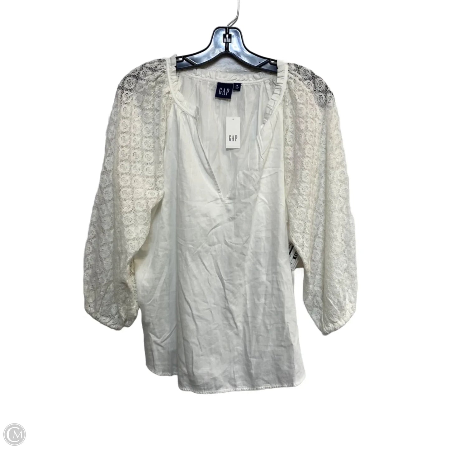 Top 3/4 Sleeve By Gap In Cream, Size: M