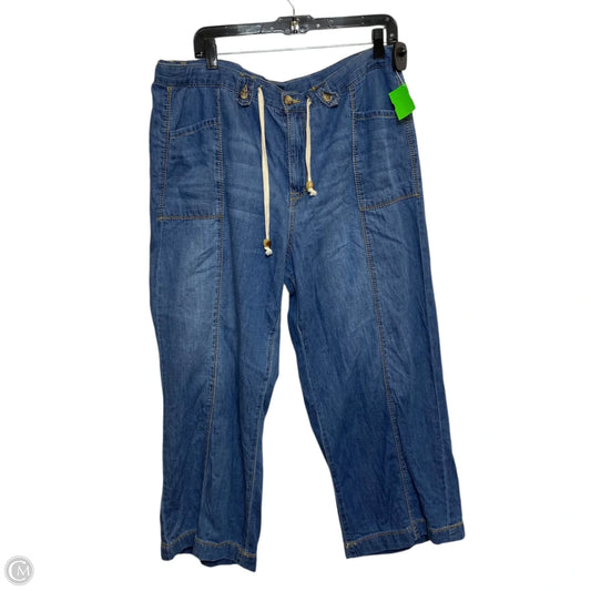 Jeans Wide Leg By Curve Appeal In Blue Denim, Size: 16