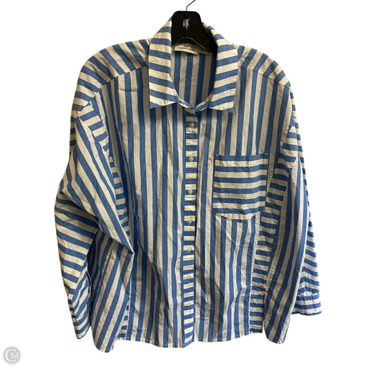 Top Long Sleeve Designer By Vineyard Vines In Blue & White, Size: 1x