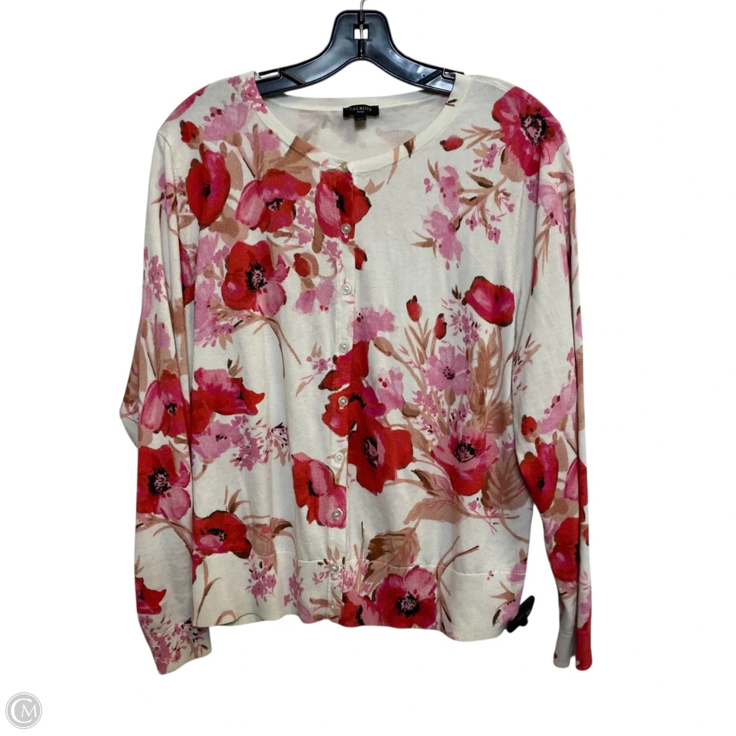 Cardigan By Talbots In Cream & Pink, Size: Xlp