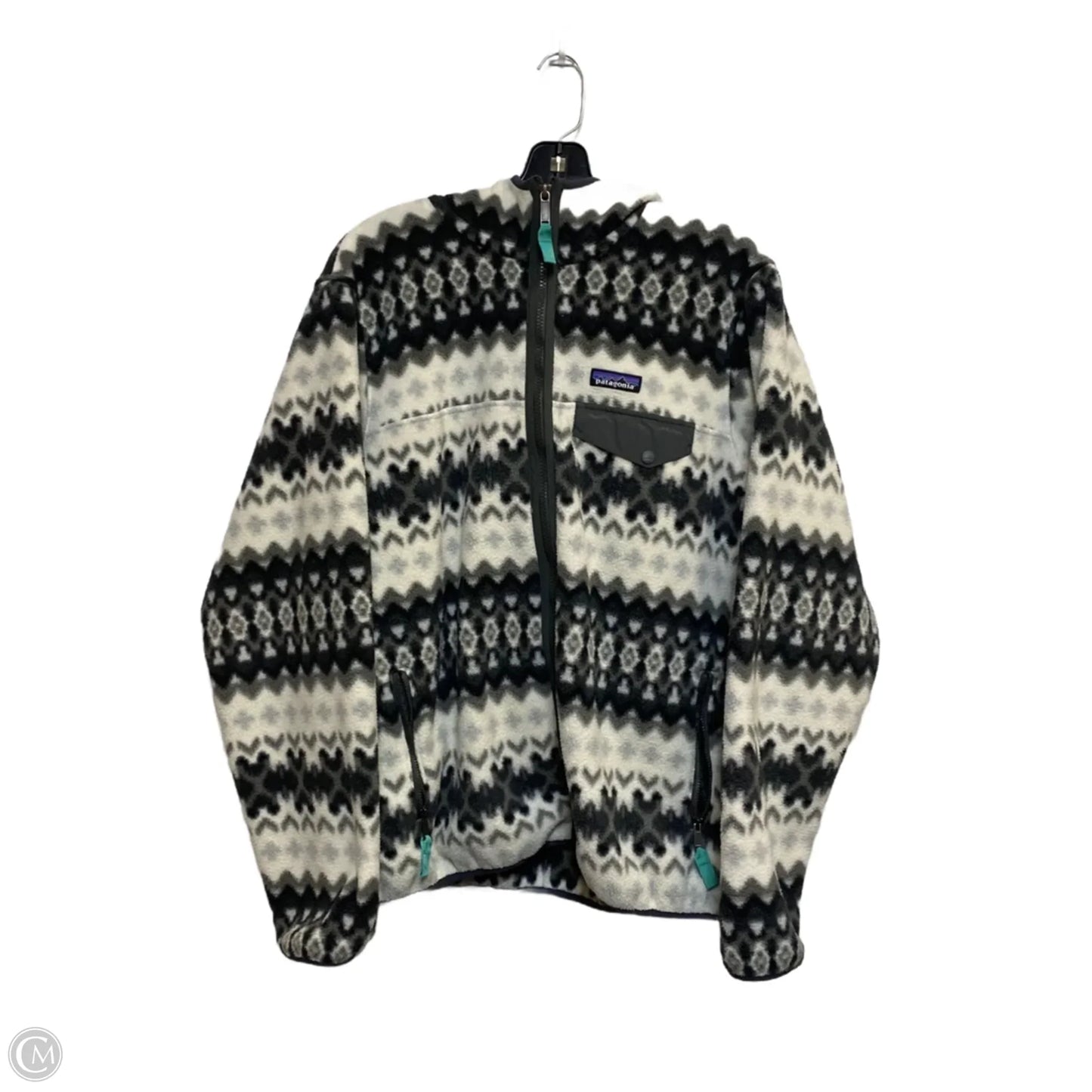 Jacket Fleece By Patagonia In Grey & White, Size: Xl