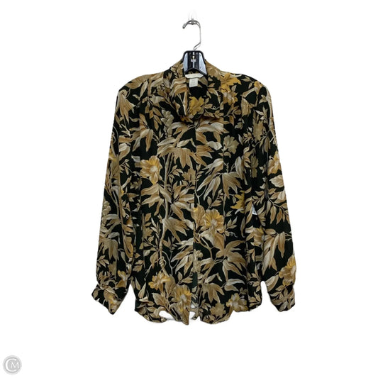 Blouse Long Sleeve By H&m In Brown & Green, Size: L