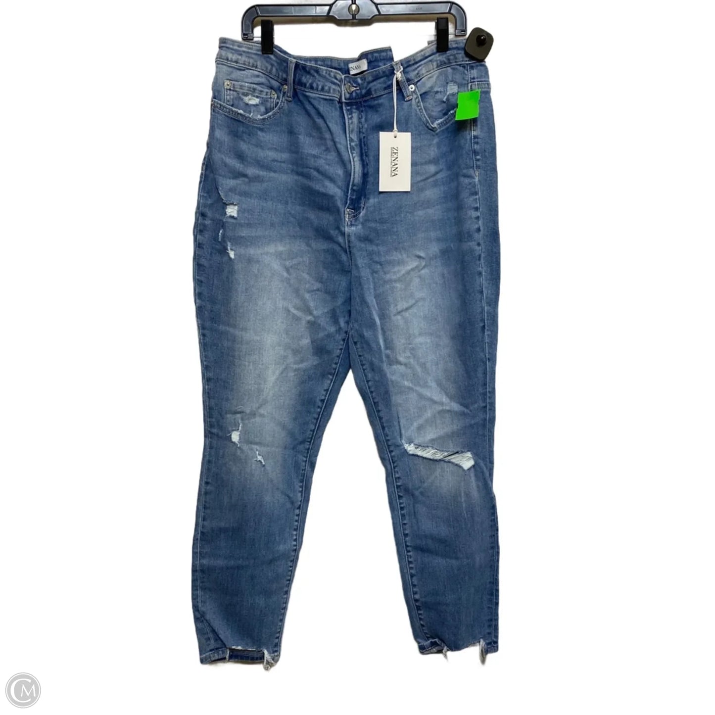 Jeans Straight By Zenana In Blue Denim, Size: 18