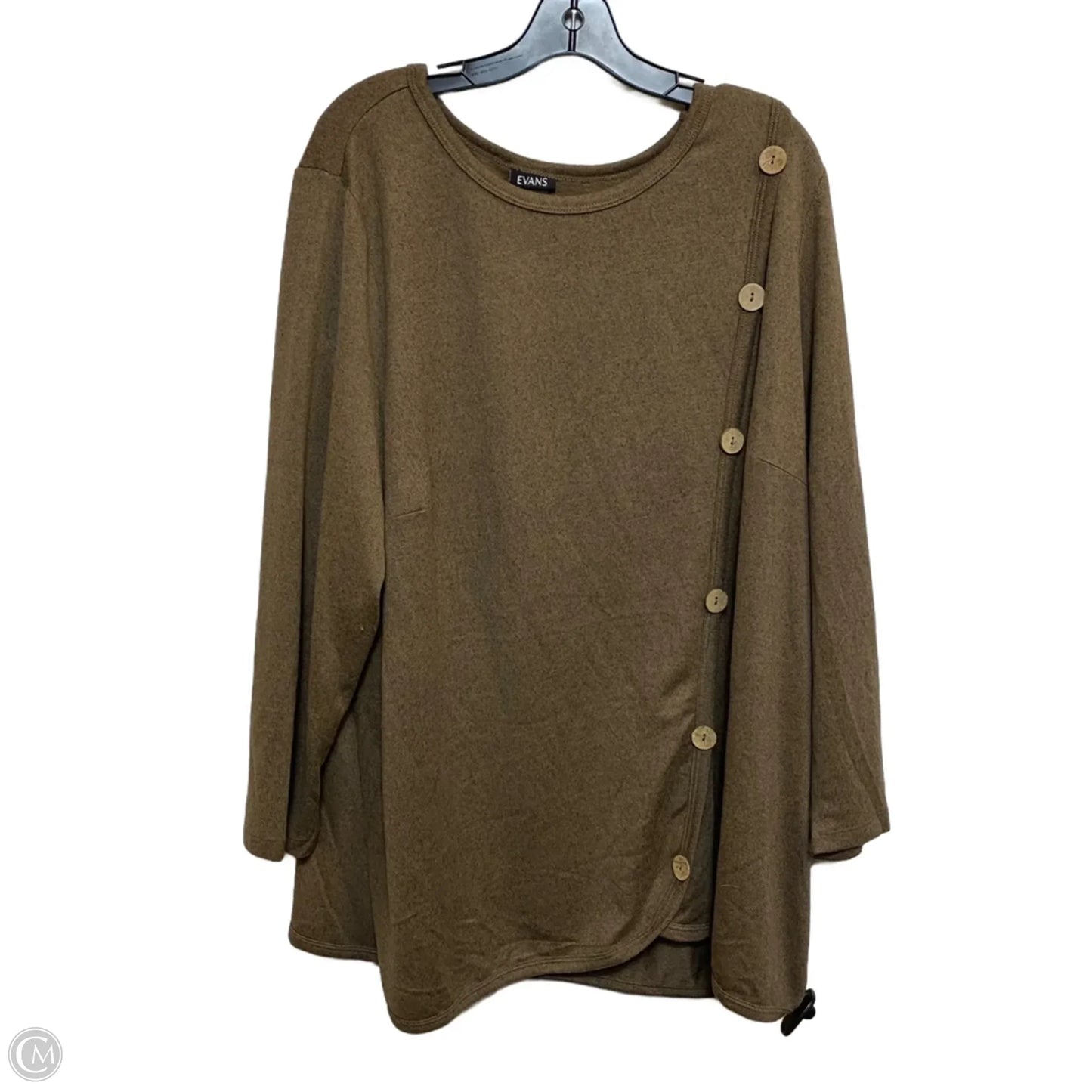 Top Long Sleeve By Evans In Brown, Size: 4x