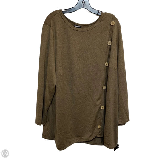 Top Long Sleeve By Evans In Brown, Size: 4x
