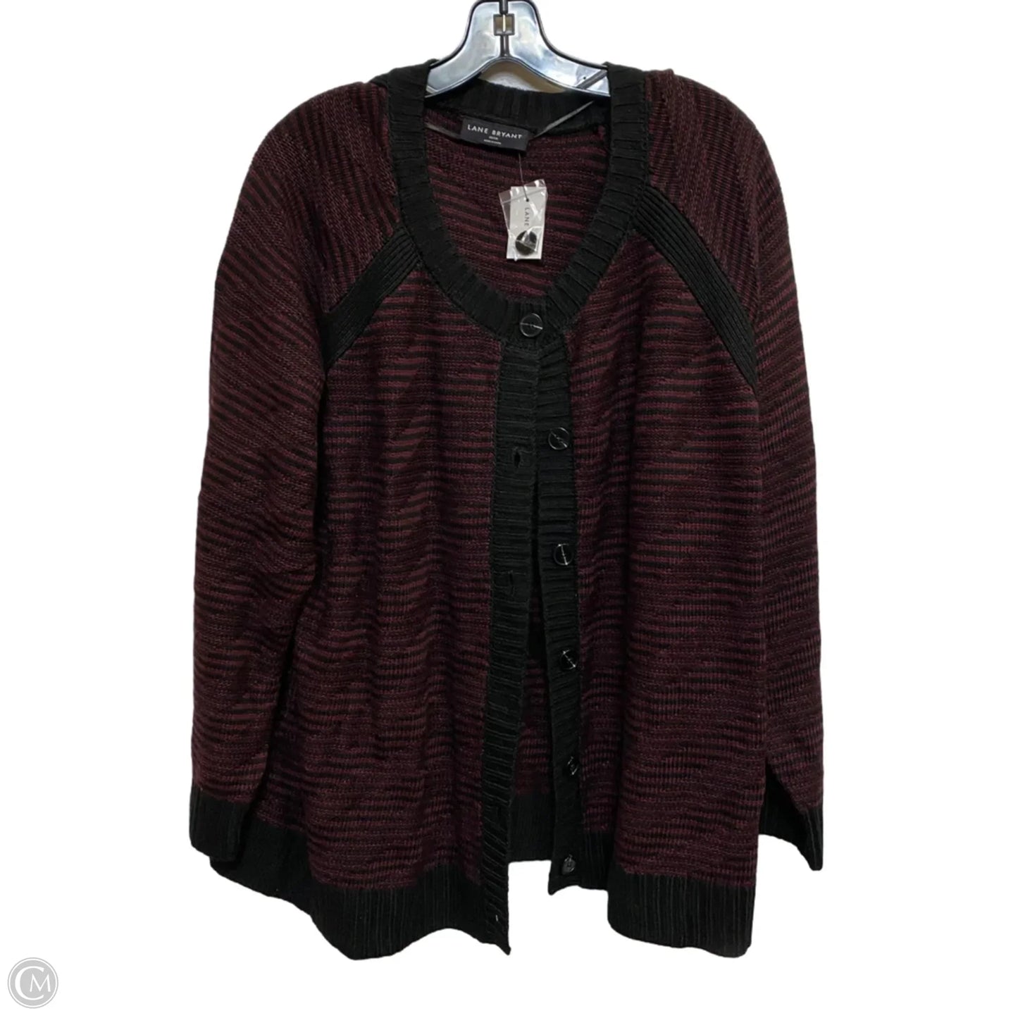 Sweater Cardigan By Lane Bryant In Black & Red, Size: 4x