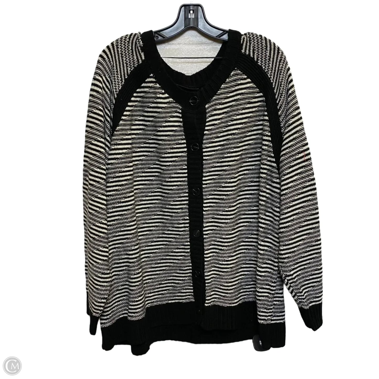 Sweater Cardigan By Lane Bryant In Black & Cream, Size: 4x