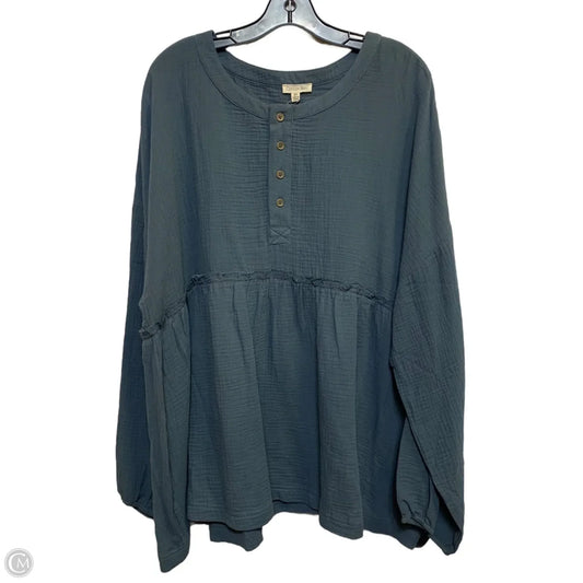 Top Long Sleeve By Cotton Bleu In Blue, Size: 2x