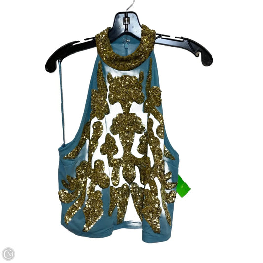Top Sleeveless By Franes Valentine In Blue & Gold, Size: Xl
