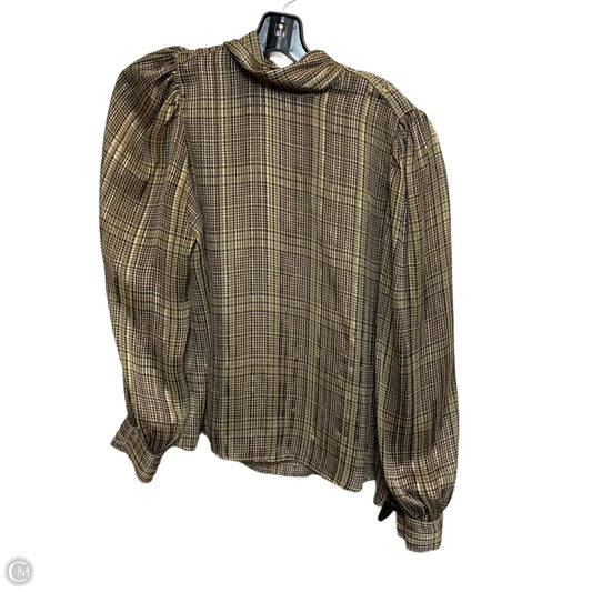 Blouse Long Sleeve By Zara In Tan, Size: M