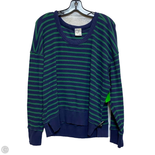 Top Long Sleeve By Aerie In Blue & Green, Size: M