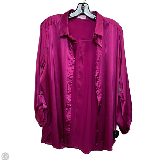 Top Long Sleeve By Vestique In Pink, Size: L