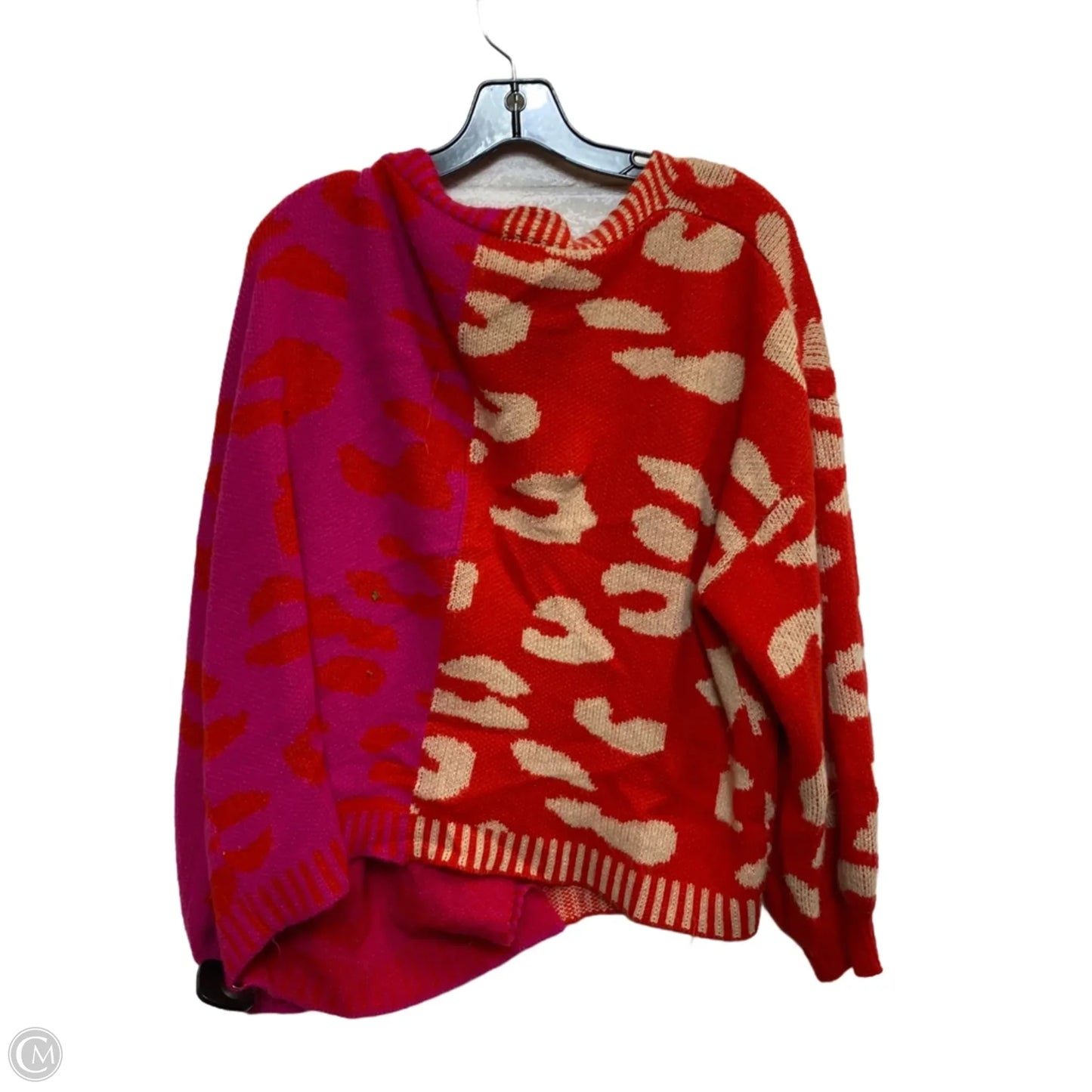 Sweater Cardigan By Shein In Pink & Red, Size: 3x