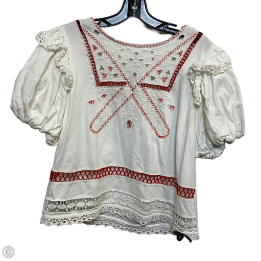 Top Short Sleeve By Anthropologie In White, Size: L
