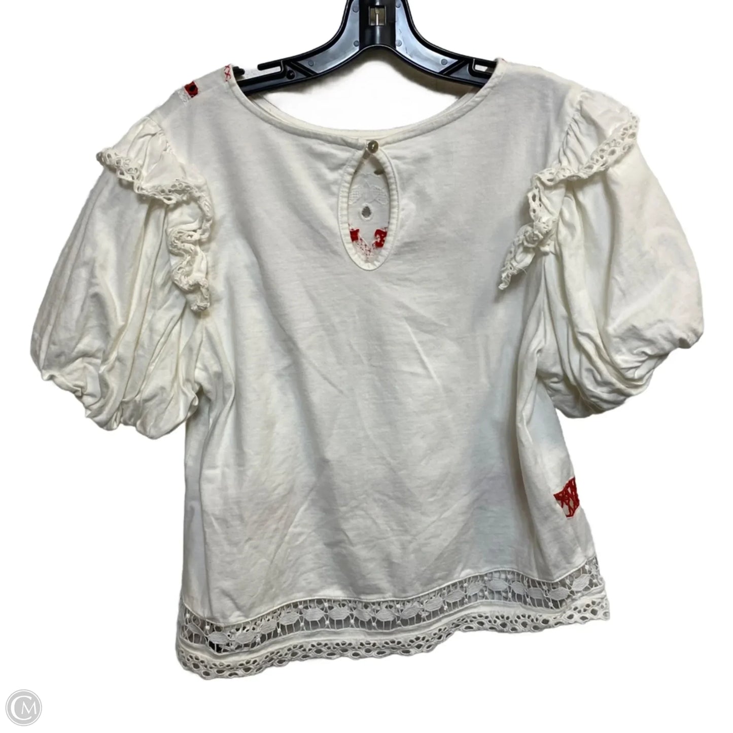 Top Short Sleeve By Anthropologie In White, Size: L