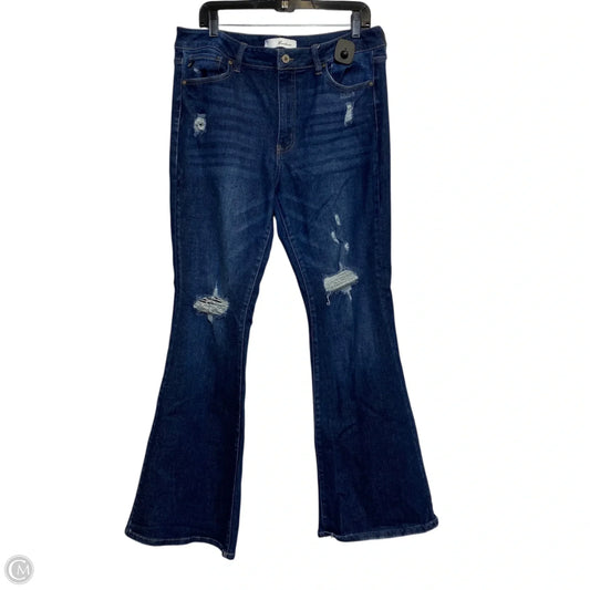 Jeans Flared By Kancan In Blue Denim, Size: 12
